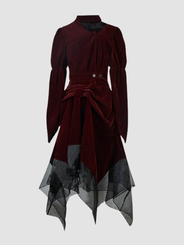 WLS Red Velvet Gothic Style Dress