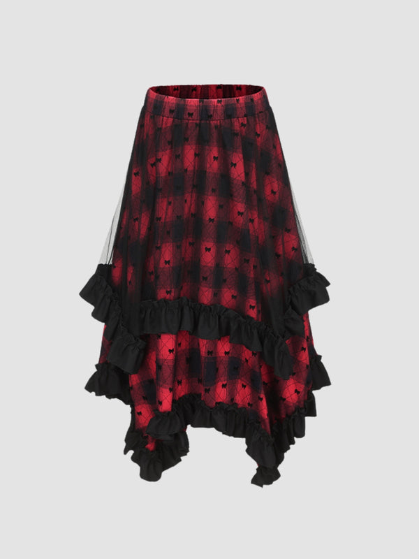 WLS Irregular Plaid Skirt