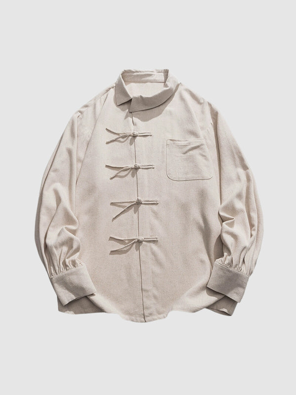 Retro Linen Slant Collar Jacket