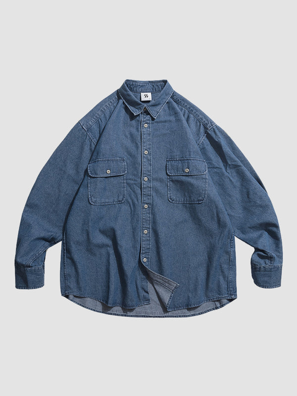 WLS Retro Denim Loose Long Sleeve Shirt