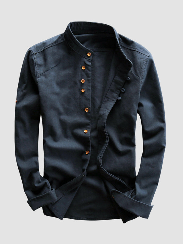 WLS Japanese Linen Stand Collar Shirt