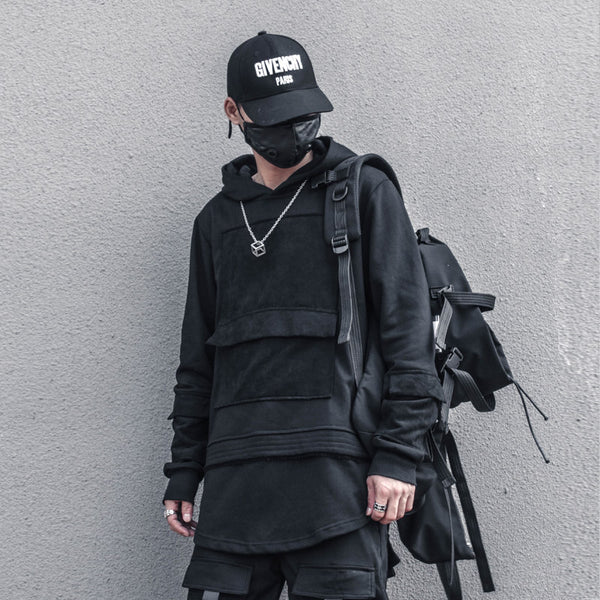 WLS Long Sleeve Techwear Chest Pocket Hoodie