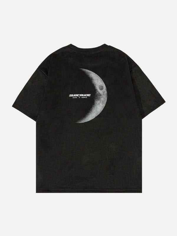 WLS Moon Print Suede Tee