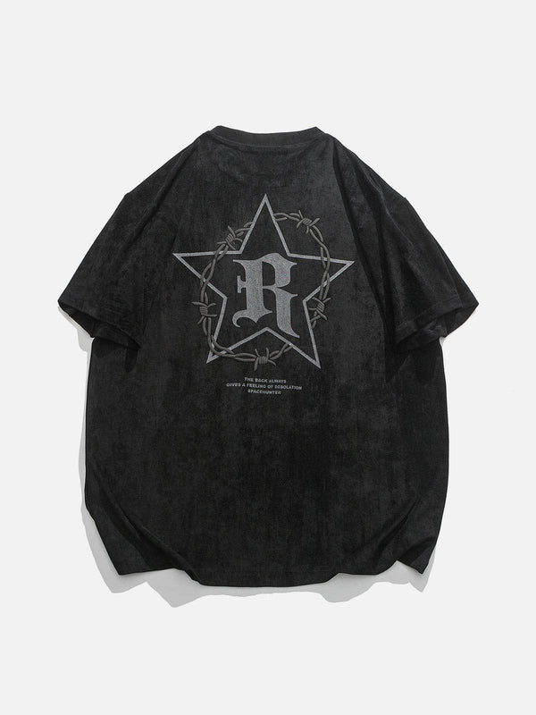 WLS Suede Star Letter Print Tee