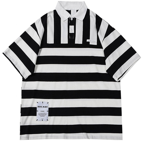 WLS Stripe Color Matching Polo Collar Tee