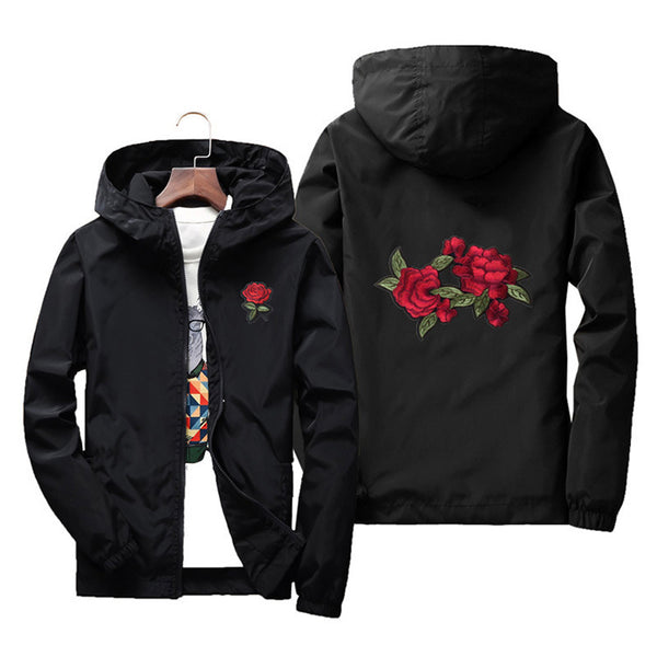 "Double Rose" Windbreaker Jacket embroidered